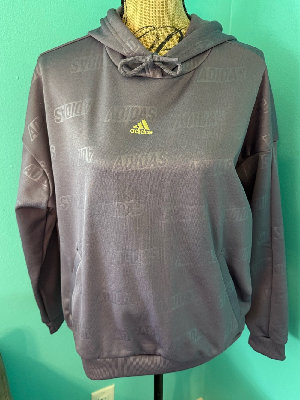 NWT Women’s Adidas Embossed Monogram Fleece Hoodie Size Small